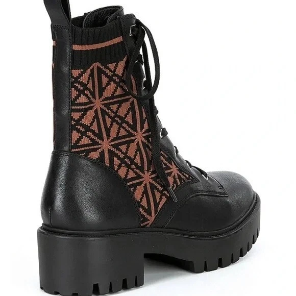 Botas de combate Antonio Melani para mujer negras marrones de tela de cuero con cordones 6M Foto 3 de 4