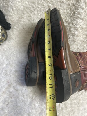 justin boots mens 9.5 Leather Brown &burgundy Square Toe | eBay display picture 2