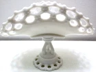 Vintage Westmoreland Glass Doric Lace Banana Comport White Milk Glass 11 1/4" L