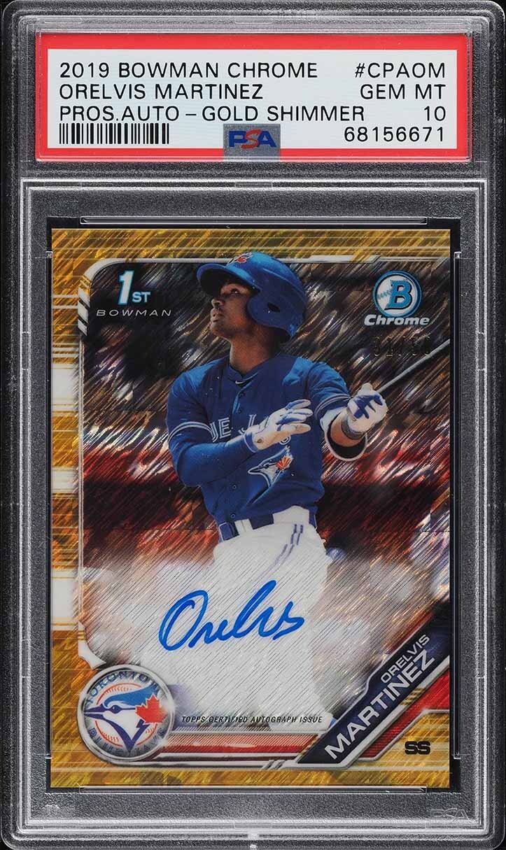 ORELVIS MARTINEZ - 2019 Bowman Chrome GOLD Shimmer Refractor #/50, PSA 10 , Auto