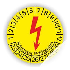 Pr&uuml;fplaketten Blitz Elektro gepr&uuml;ft E-Check Plaketten Wartungsetiketten &Oslash;:30mm 2