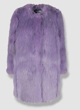 $1450 Alabama Muse Italy Women's Purple Faux-fur Kate Long Coat Jacket Size 38