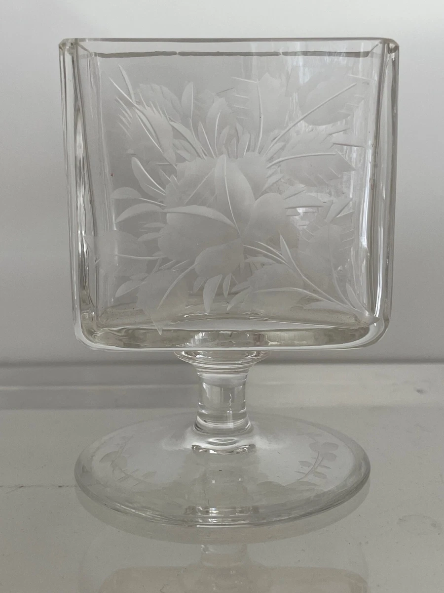 antique glass cigarette holder Antique Floral Etched Glass Cigarette Holder