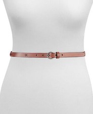 Frye Women  s Embroidered 18MM Leather Skinny Belt, Brown, M