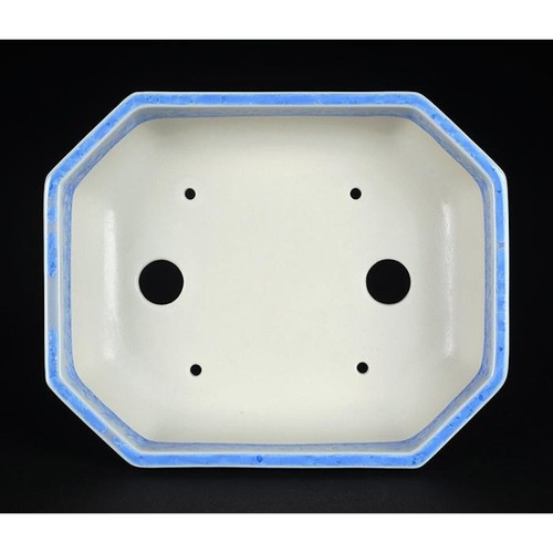 Japanese bonsai pot HEIAN SENZAN Rectangle shape W16.5cm H5cm Light blue Glazed - Picture 13 of 24
