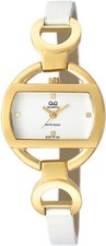 Q Q by Citizen Q729J101Y White Band/Dial Gold Tone Case Women's Watch GREAT GIFT