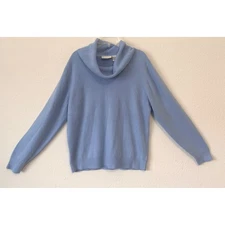 Appleseeds Sweater Large Blue Cowl Neck Winter Fall Cozy Cabincore