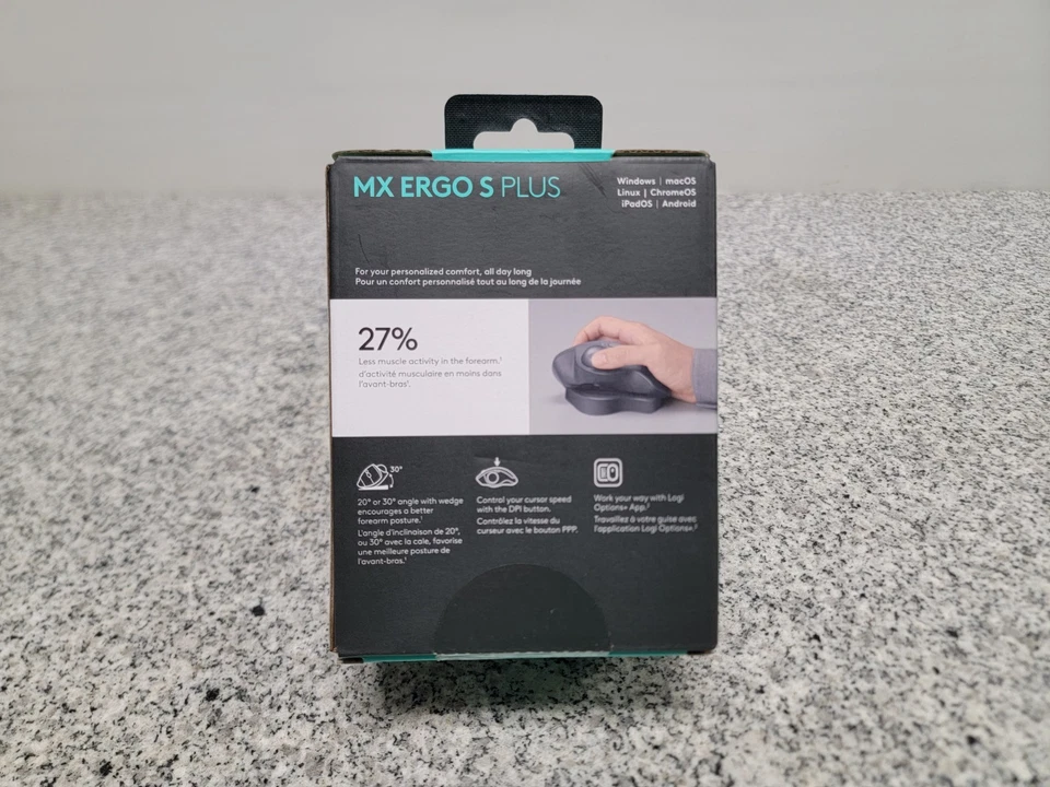 Logitech MX Ergo S Plus Advanced Wireless Ergonomic Trackball Mouse Black  - Image 2 of 4