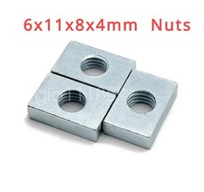 1000pc GB39 Square Nut M6 6x11x8x4mm Rectangular  Accessory Thin Carbon Steel