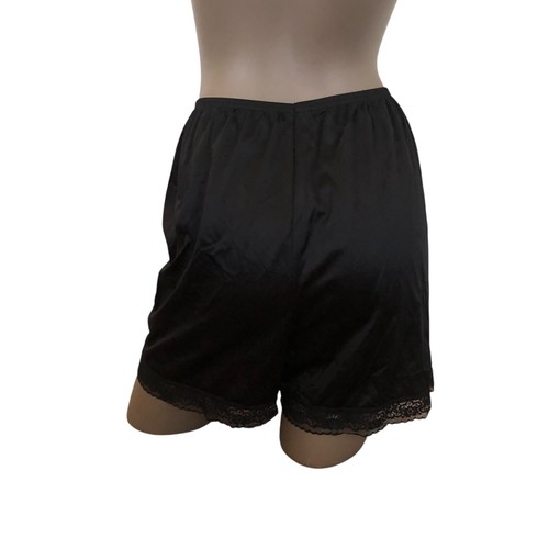 Vanity Fair Vintage Pettipants Medium Black Satin Lace Trimmed Bloomers Lingerie - Picture 3 of 11