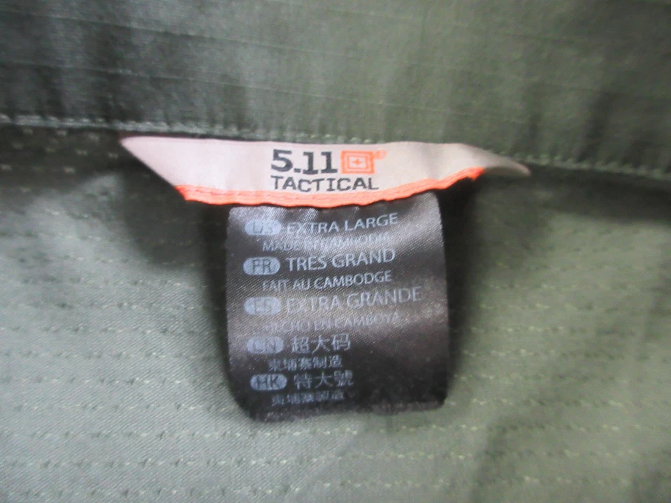 Рубашка тактическая мужская размер XL 5.11 зеленая Rapid Assault Combat четверть квадратного ярда на молнии Rip Stop - Изображение 4 из 4