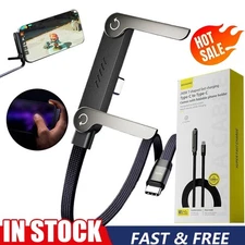 Sideways Phone Charger,240w Braided Fast Charge Cable with Built-in Phone Stand