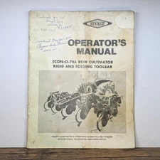 Hiniker Econ-O-Till Row Cultivator Rigid Folding Toolbar Operator's Manual 1982