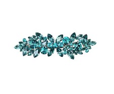 Gorgeous Teal Rhinestone Crystal Floral Hair Barrette Clip Accessories Jewelry