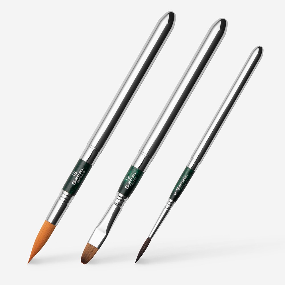 Escoda : Travel Brush Set : Green : Assorted Synthetic : Series 1273 : Set of 3