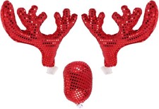 Reindeer Car Kit: Red Antlers and Nose Decorations Kit Christmas Car...