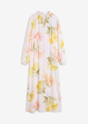 Fluides Tunika-Kleid Gr. 50 Weiß/Melba/Tulpengelb Bunt Damen Oversize Dress Neu