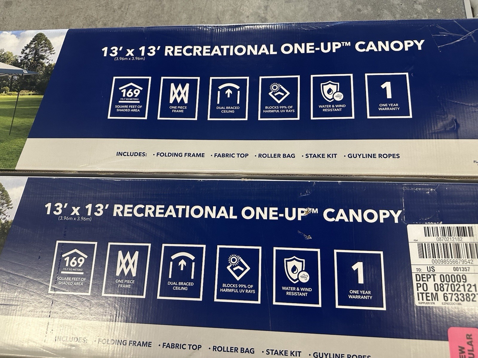 E-Z UP EZRECDC13BL 13' x 13' ONE-UP Instant Recreational Canopy  Tent 169 SQFT