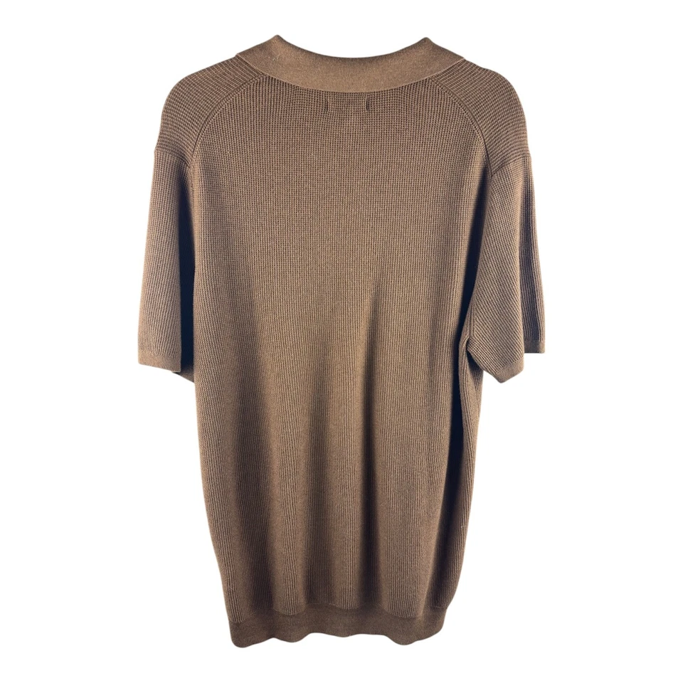 Camisa Suéter Alfani Macy’s Para Hombres M Marrón Carmelo Cuello Informal Cuello en V Foto 2 de 4