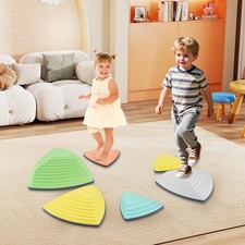 Set of 6 Stepping Stones for Kids Non-Slip Balance Stones with Storage Bag-Se...
