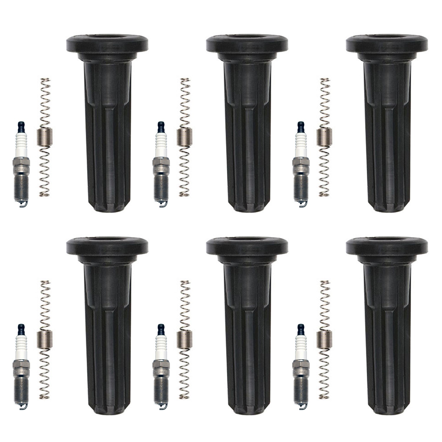 Denso 6 Double Platinum Spark Plugs 6 Coil Boots Kit for GMC Envoy Saab 9-7x L6