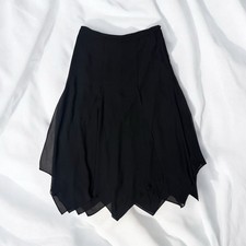 Black Skirt Vintage Chiffon Fairy Witchy Whimsigoth Goth Formal Romantic Size 13