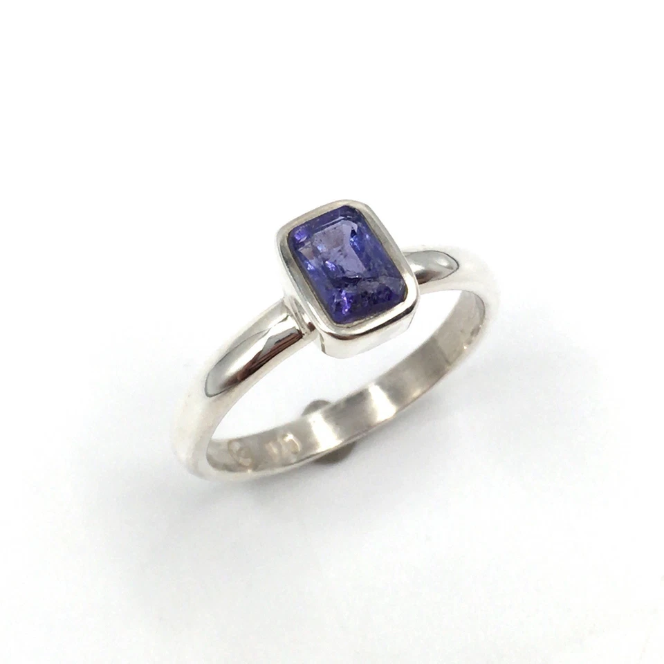 Elegante anello in argento 925 con iolite (zaffiro d'acqua) gemma blu 60,5 - Immagine 2 di 4
