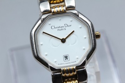 [Near MINT] Christian Dior Octagon 48 203 Date Gold Quartz Damenuhr JAPAN