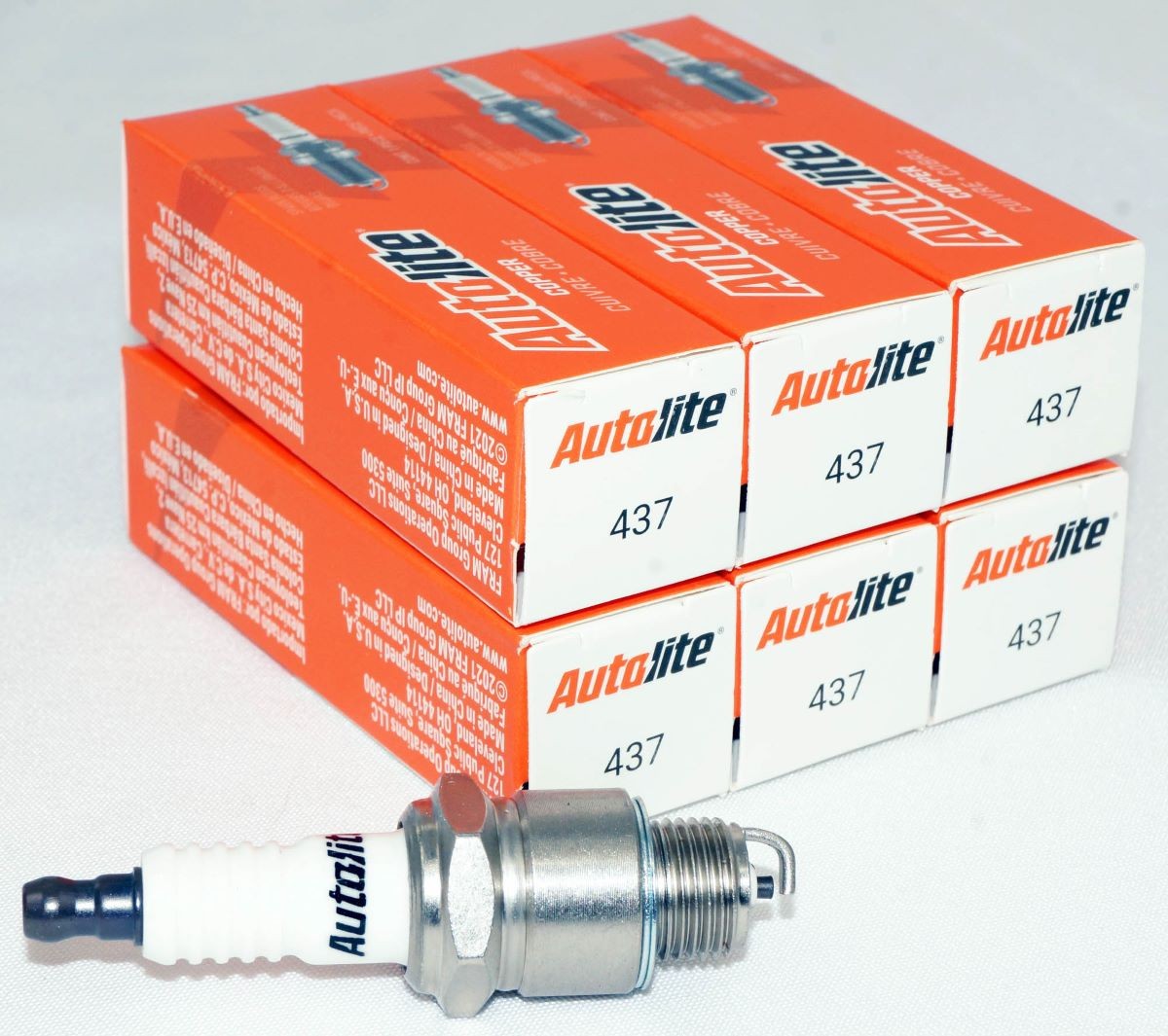 6 Pack Autolite 437 Nickel Spark Plug Copper Non-Resistor