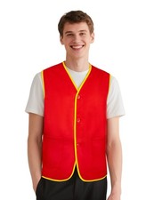 TOPTIE Volunteer Vest with Two Pockets Supermarket Uniform Vest Button Closure