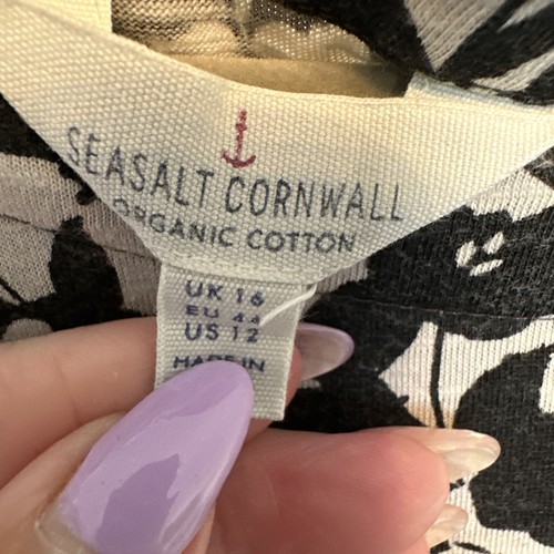 Seasalt Cornwall Line Strokes Tiered Dress 100% Organic Cotton Size 16 - Picture 3 of 5