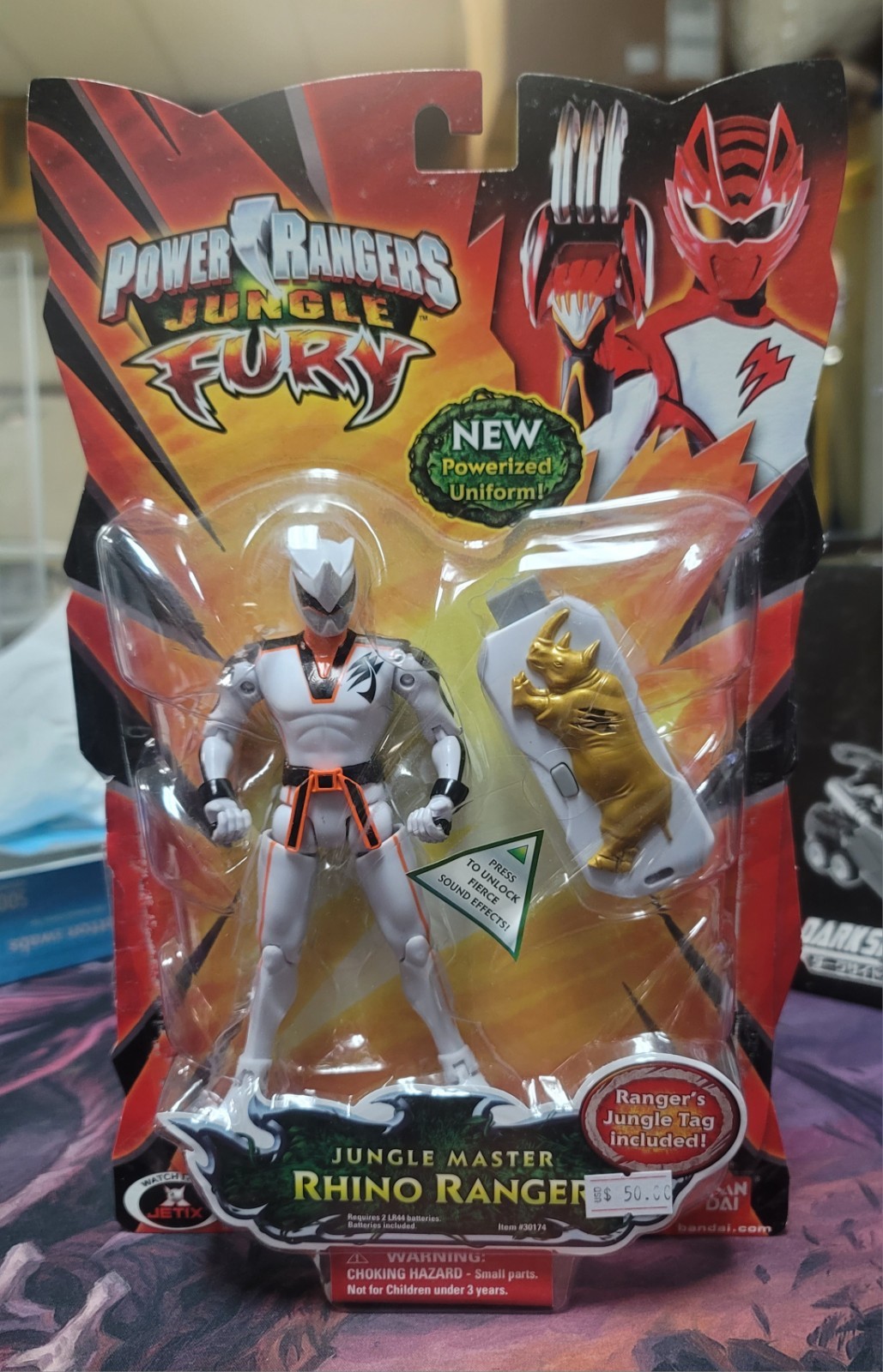 Power Rangers Jungle Fury White Master RHINO Ranger New Factory Sealed 2008