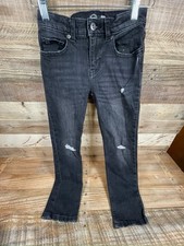 Wonder Nation Black Wash Jeans Girls 8 Slim Ripped Denim Pants Pockets Bottoms