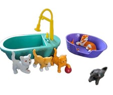 Vintage Kitty In My Pocket Bundle Of 7 Figures Circa 1994  Cat Basket  Bath