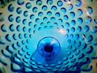 Vintage Fenton Hobnail Ruffled Crimped Deep Blue Vase Glass