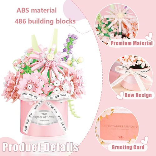 Carnation Flower Bouquet Building Set,514 PCS Tube - Picture 3 of 7
