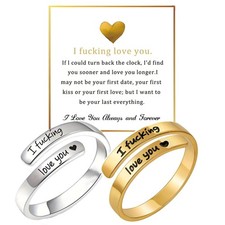 sunglnl I Fcking Love You Ring For Women, Open Adjustable Adjustable, Silver