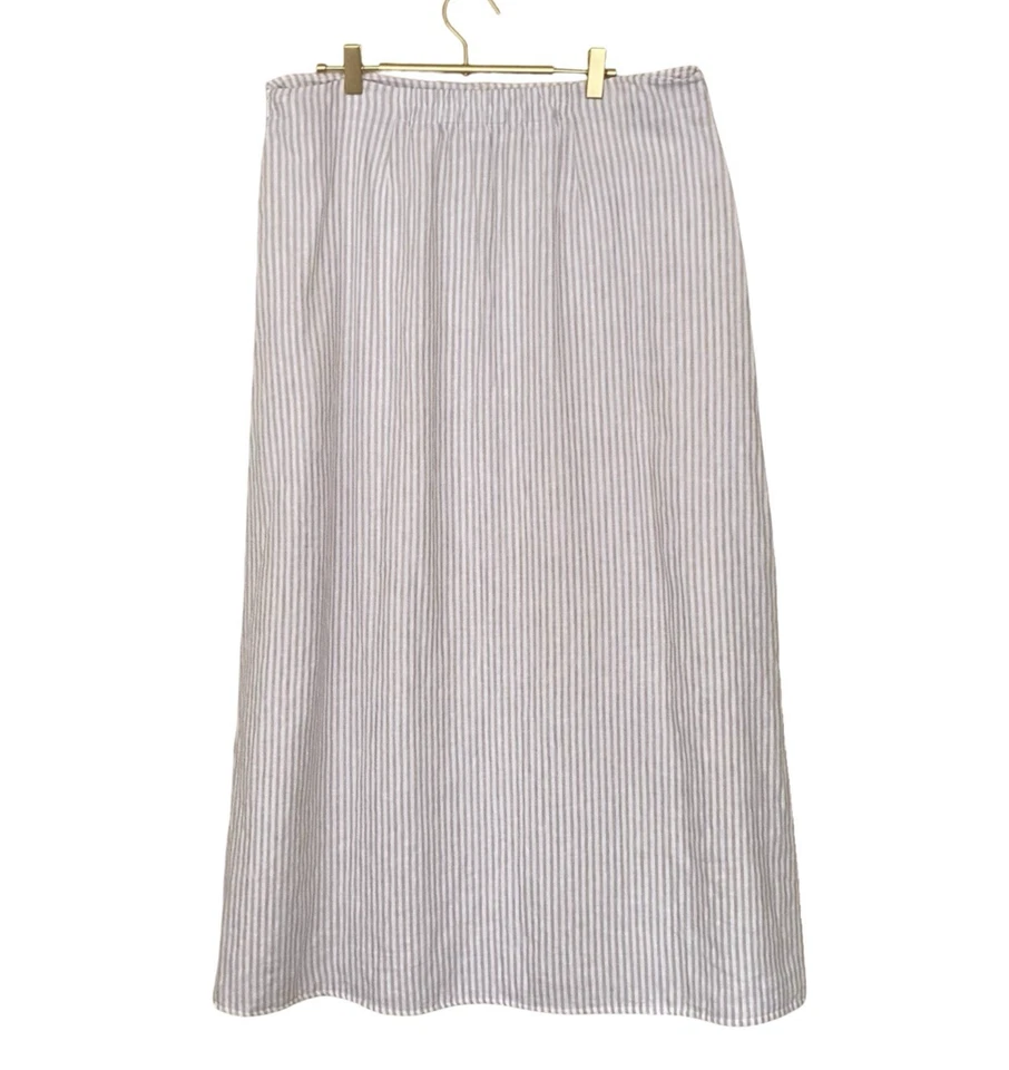 Espléndida Maxi Falda Talla XL Blanca y Beige Coastal Hamptons Preppy Foto 3 de 4