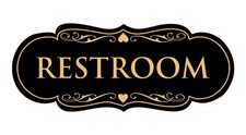 Designer Restroom Wall or Door Sign - Bathroom Signage  Durable Plastic and ...