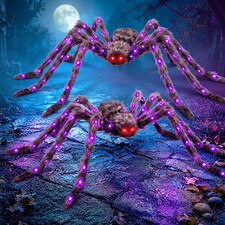 2 Pack 6.6 Ft Giant Light up Spider Halloween Decorations