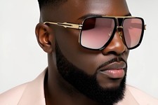 Designer Oversized Square Pilot Sunglasses Metal Bar Retro Men Women Fashion New