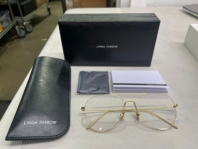 Linda Farrow LF31 Lloyds Aviator Eyeglass in Yellow Gold
