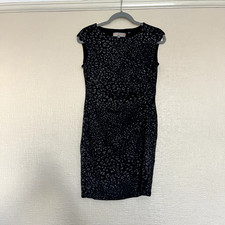Billie & Blossom Petite Dress 10 Black Grey Leopard Animal Print Bodycon Wiggle