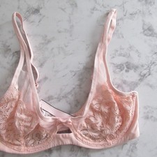 Victorias Secret Bra 32D Pink Lace Unlined Demi Body By Victoria Underwire