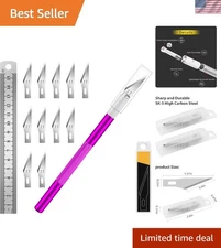Safe, Lightweight Craft Knife with 11 Blades and Steel Ruler for Precise Cutting