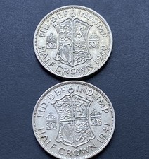 1940 & 1941 George VI Silver Half Crowns Nice Condition Coin Lot E30
