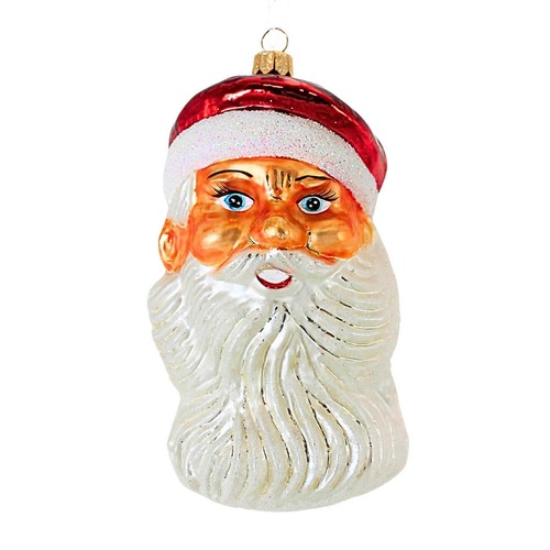 Christopher Radko Winning Smile Glass Ornament Santa Head Christmas
