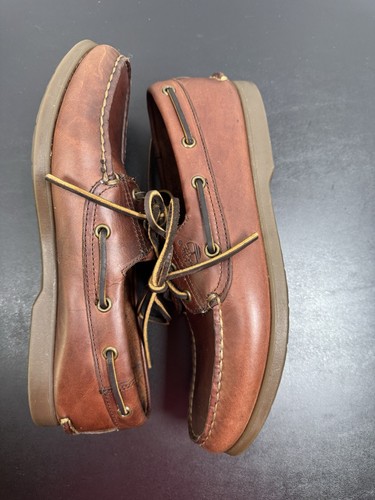 Timberland Classic Amherst 2-Eye Brown Leather Men’s Size 8.5 W Boat Shoes - Picture 4 of 10