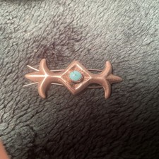 Vintage Navajo Sand Cast Sterling Silver Turquoise Hair Barrette Clip Native NA