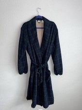 Vintage L.L. Bean Robe Mens L Scotch Tartan Green Blue Plaid Flannel Lined